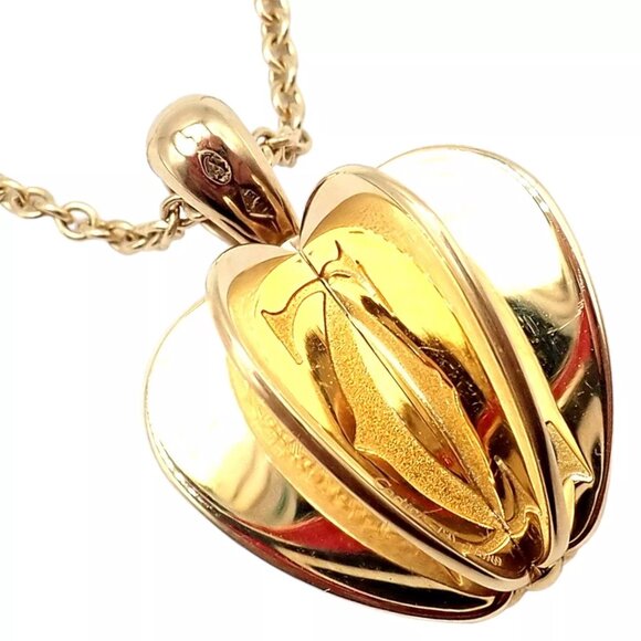 Rare! Cartier 18k Yellow Gold Double C 3D Apple Pendant Chain Necklace - Picture 6 of 9